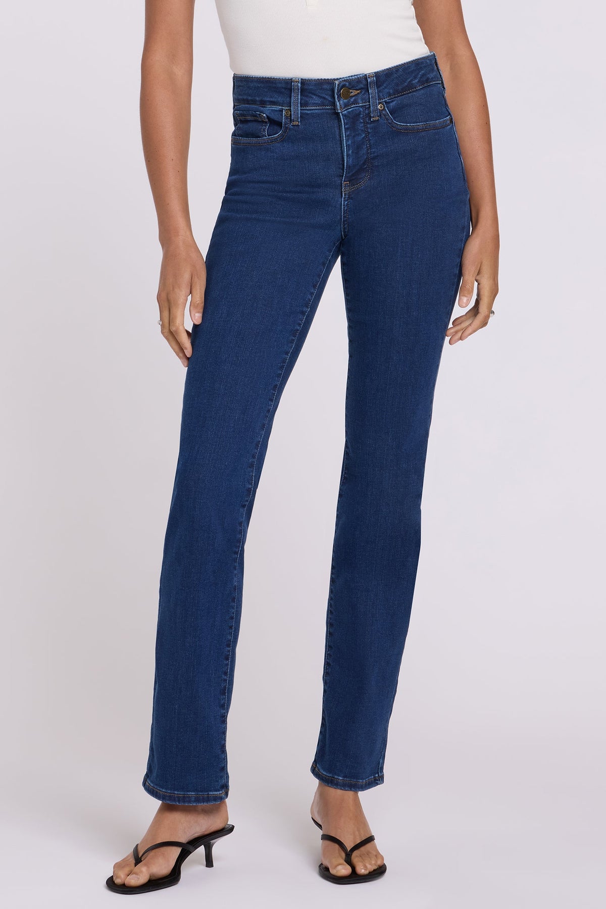 Quinn Blue Marilyn Straight Jeans - Front Waist & Pocket Detail | NYDJ Apparel