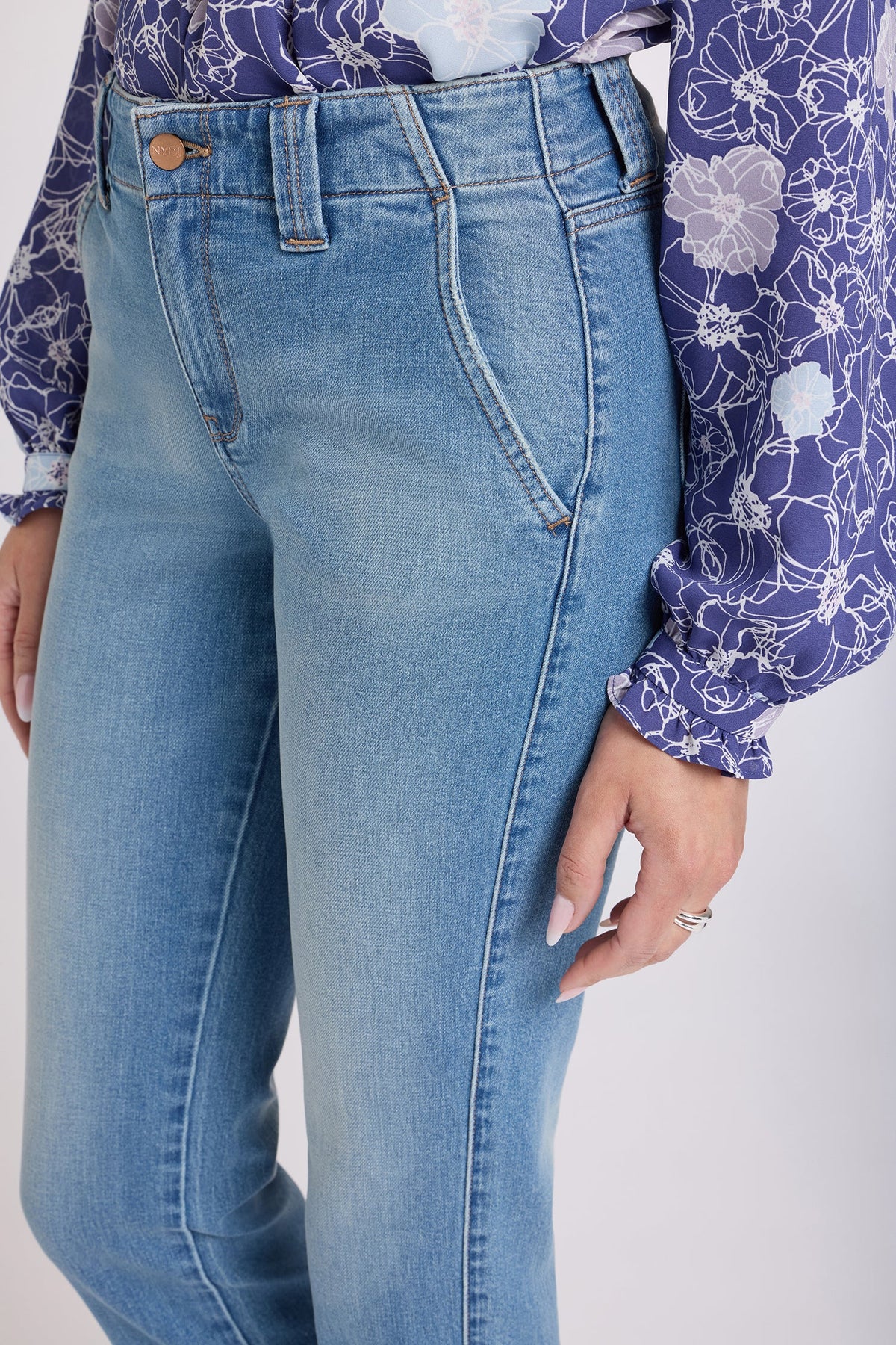 NYDJ Sheri Slim Petite Ankle Jeans Port Sea Wash - Waistband & Pocket Close-Up | NYDJ Apparel