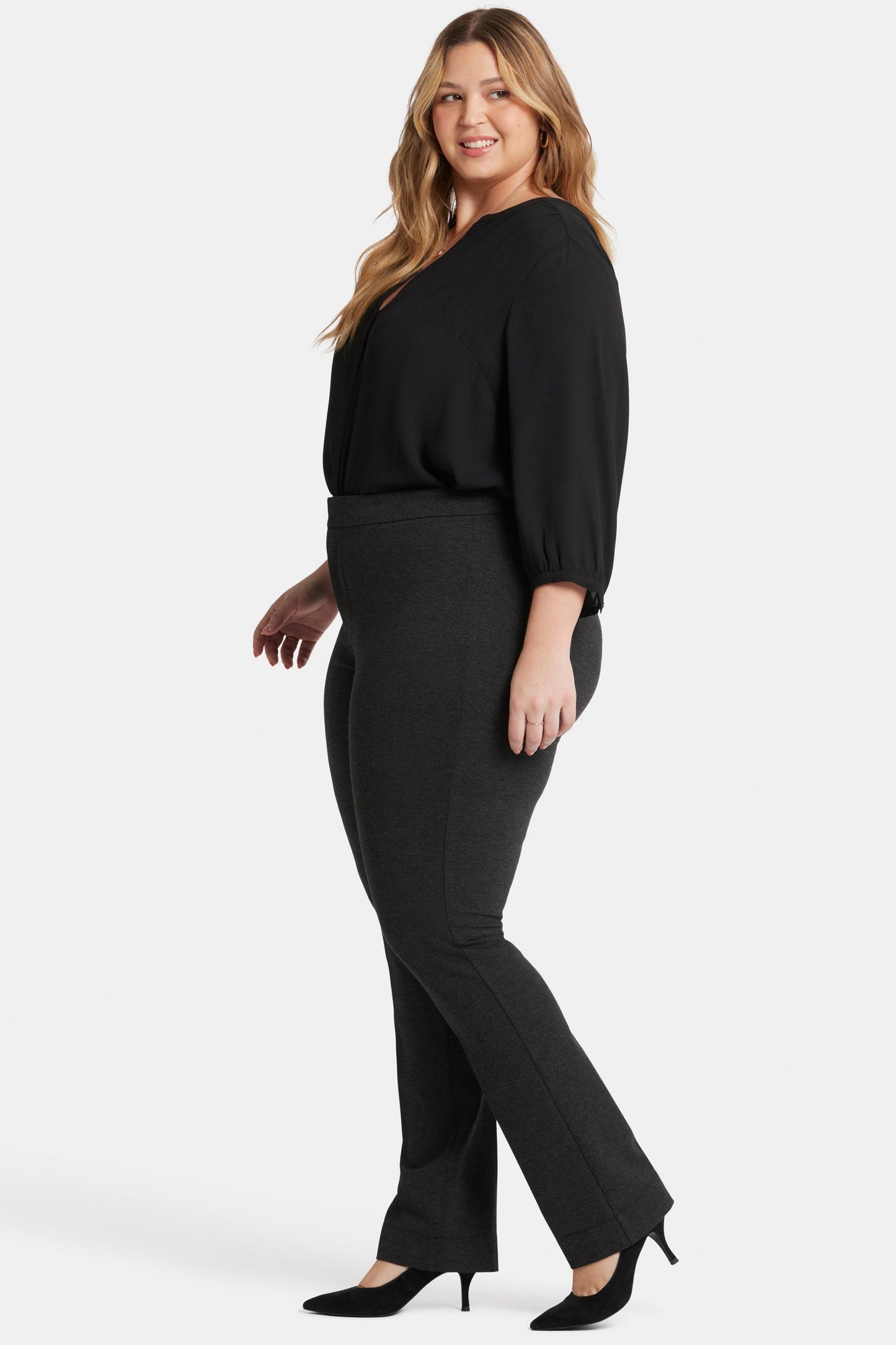 Slim Trouser Pants In Plus Size - Charcoal Heathered