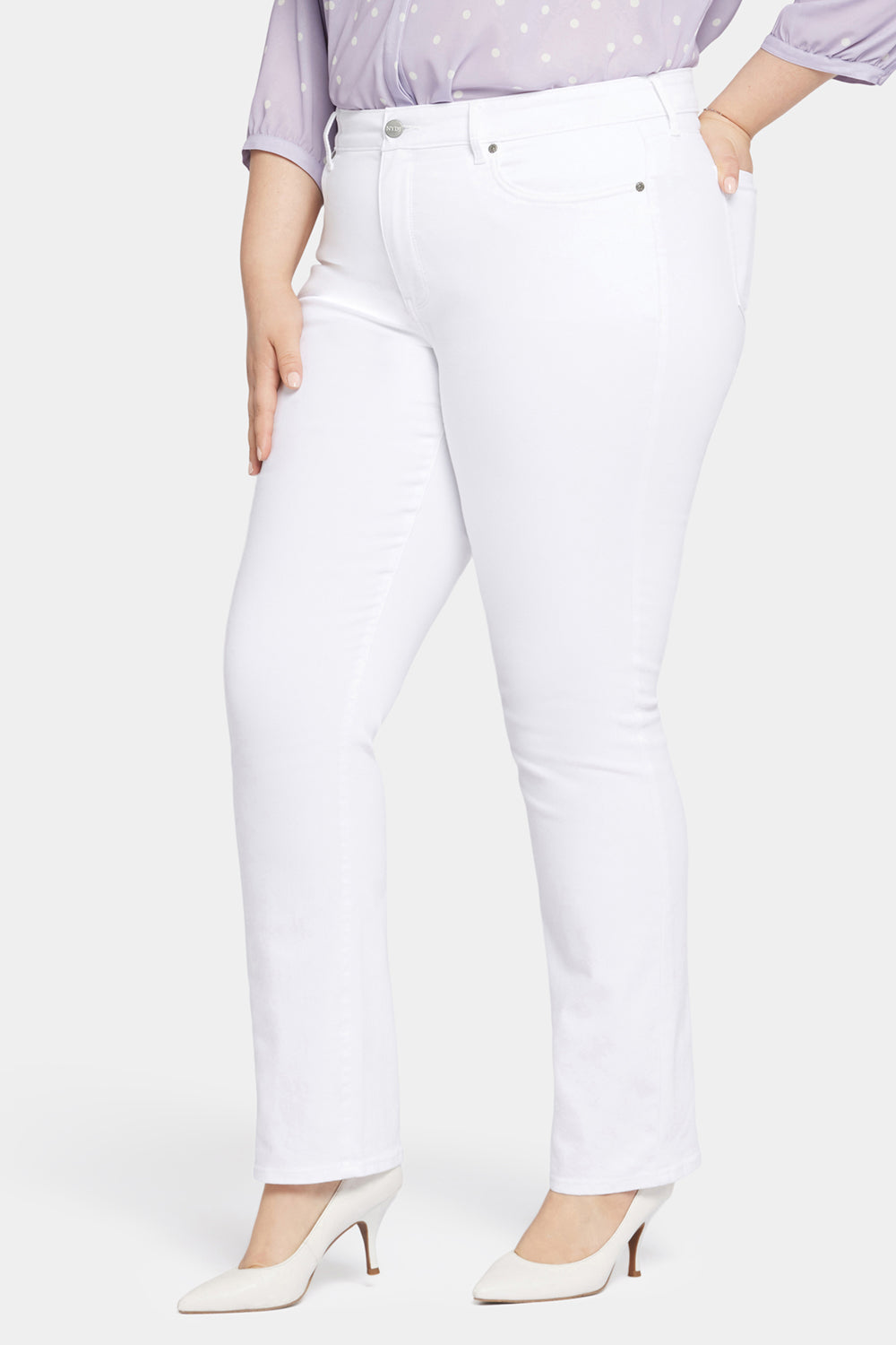 Marilyn Straight Jeans In Plus Size - Optic White