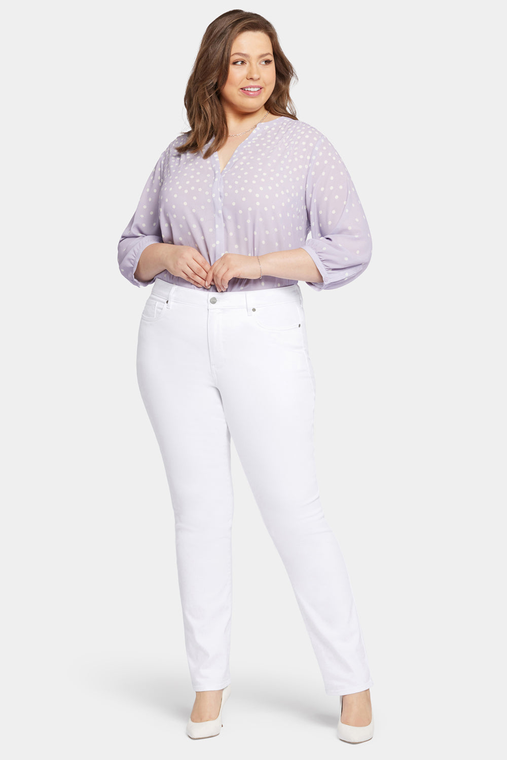 Marilyn Straight Jeans In Plus Size - Optic White