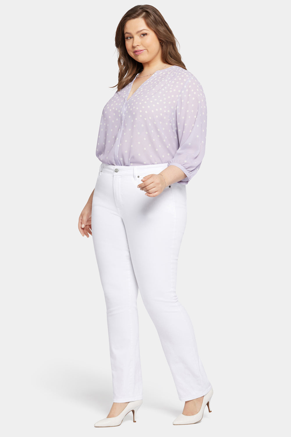 Marilyn Straight Jeans In Plus Size - Optic White